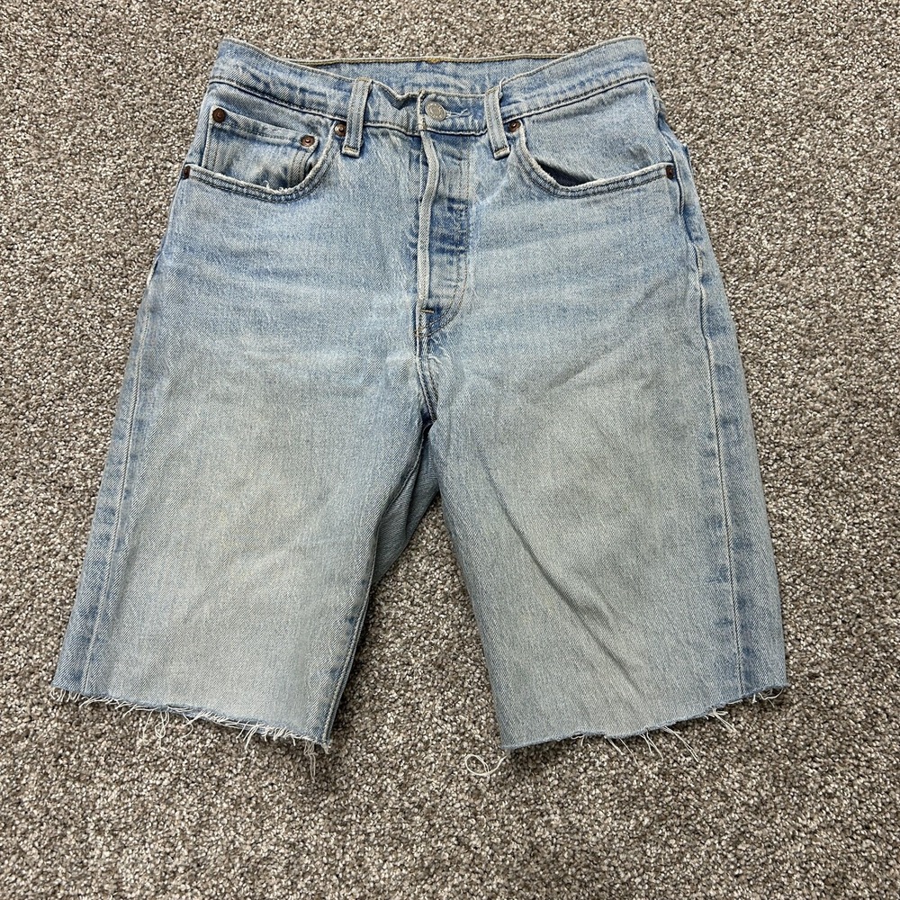 Levi's 501 Denim Cutoff Shorts Womens 26 Blue Button Fly Raw Hem Summer Casual